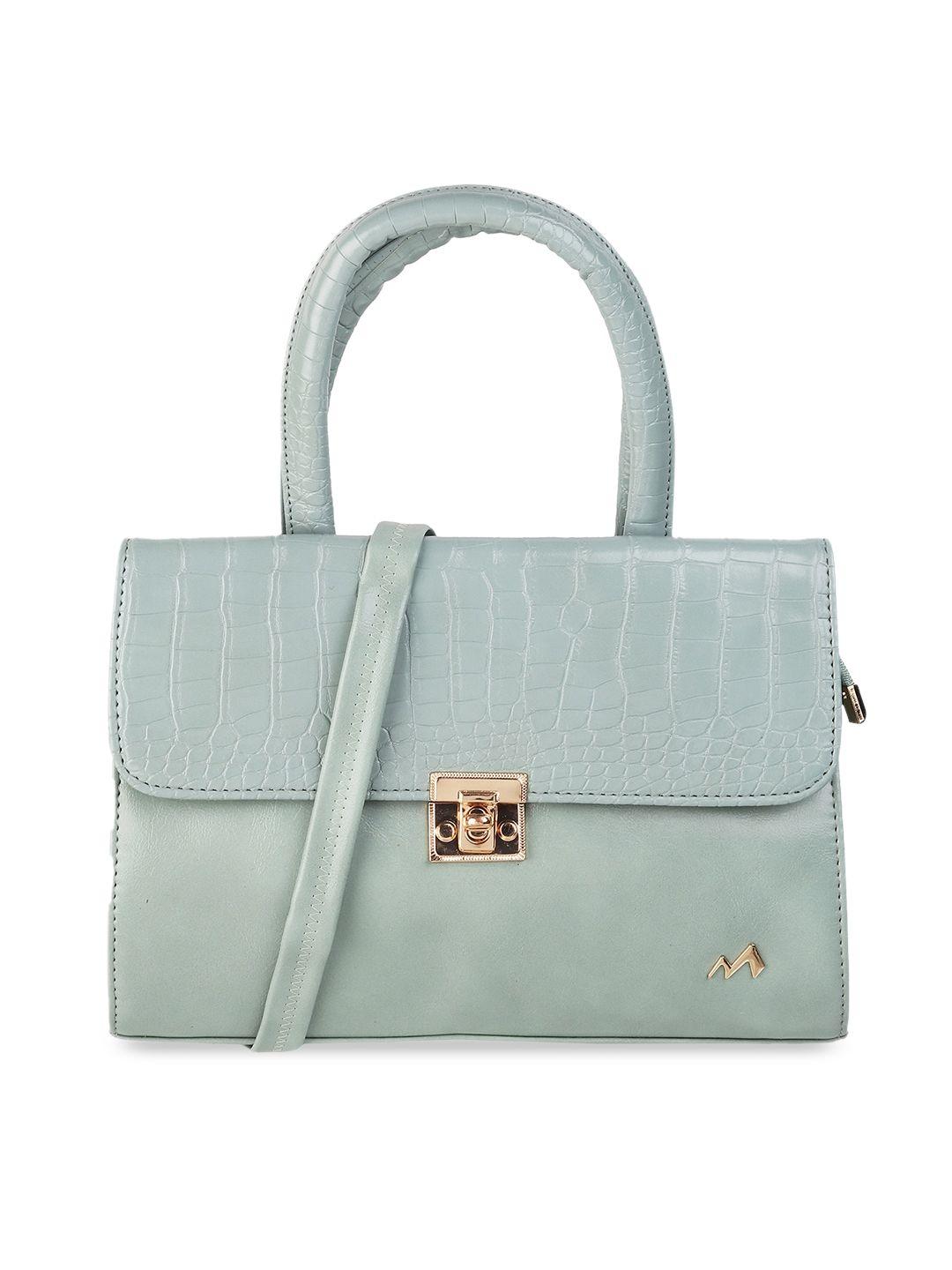 metro sea green textured structured satchel