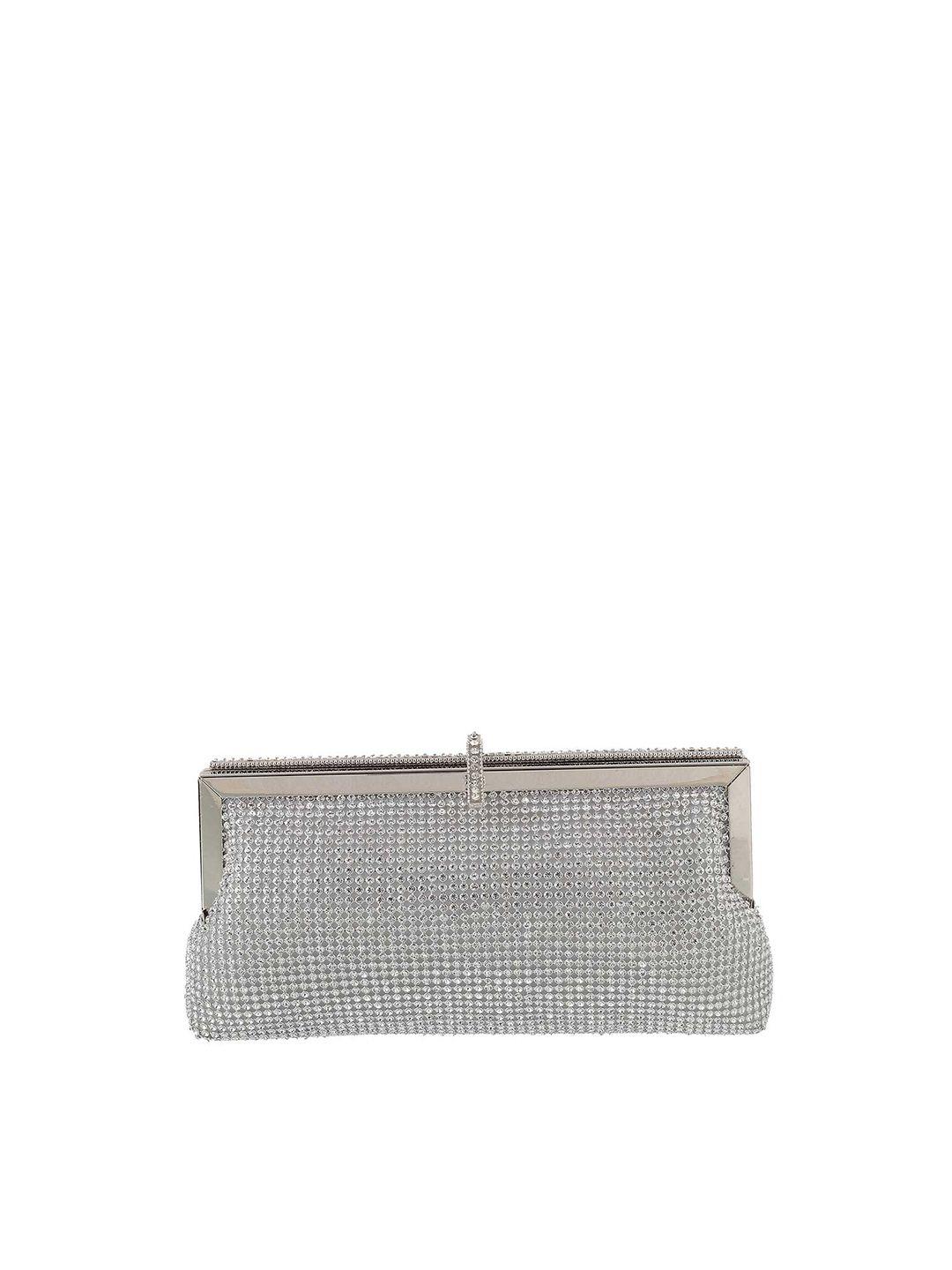 metro silver embellished box clutch