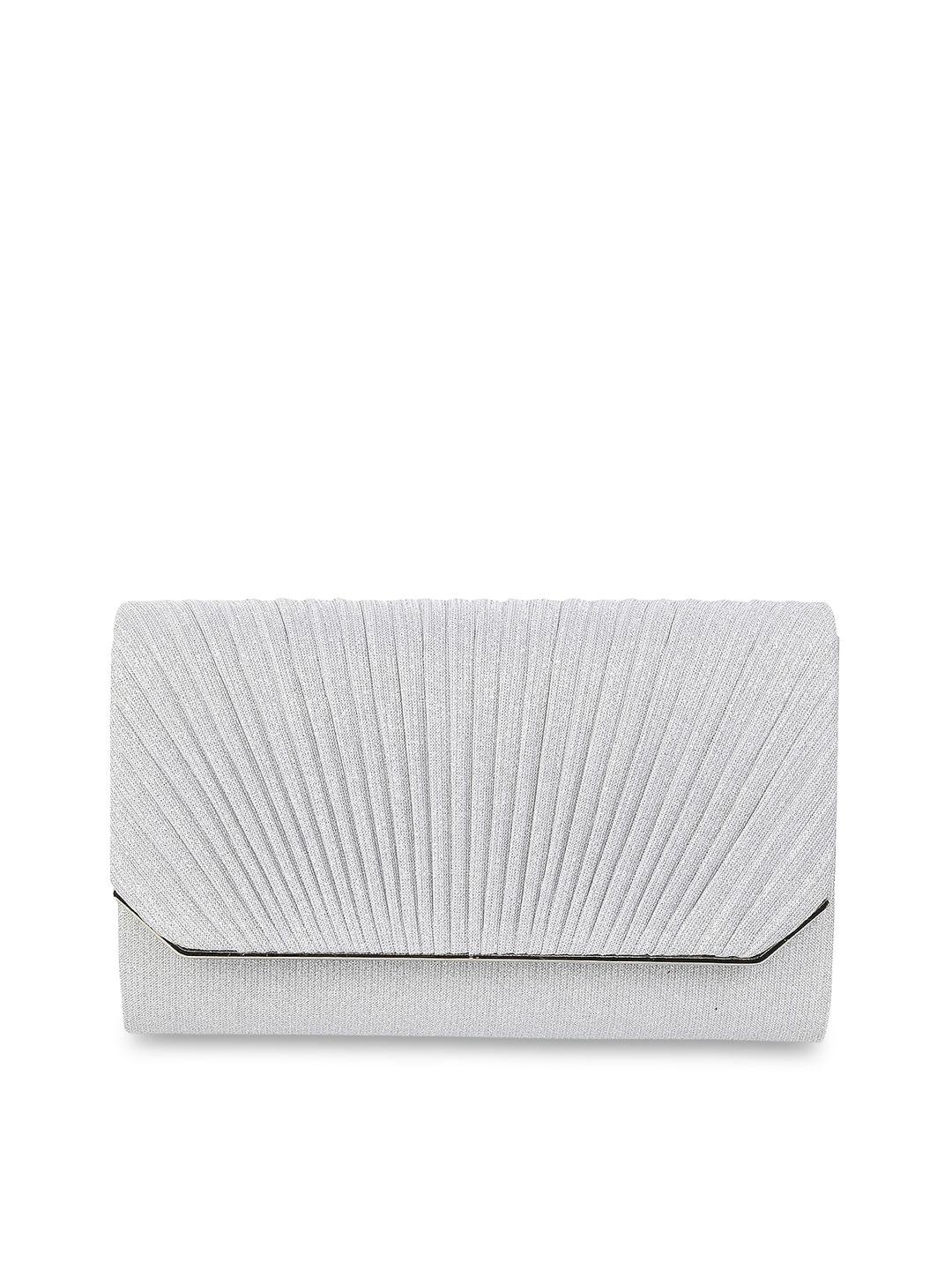 metro silver-toned solid envelope clutch