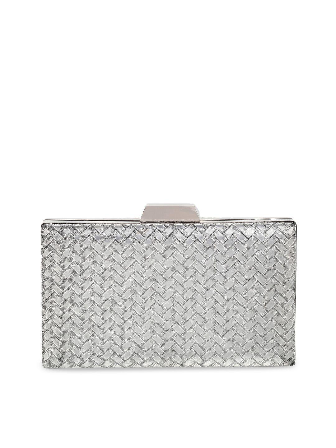 metro silver-toned textured box clutch