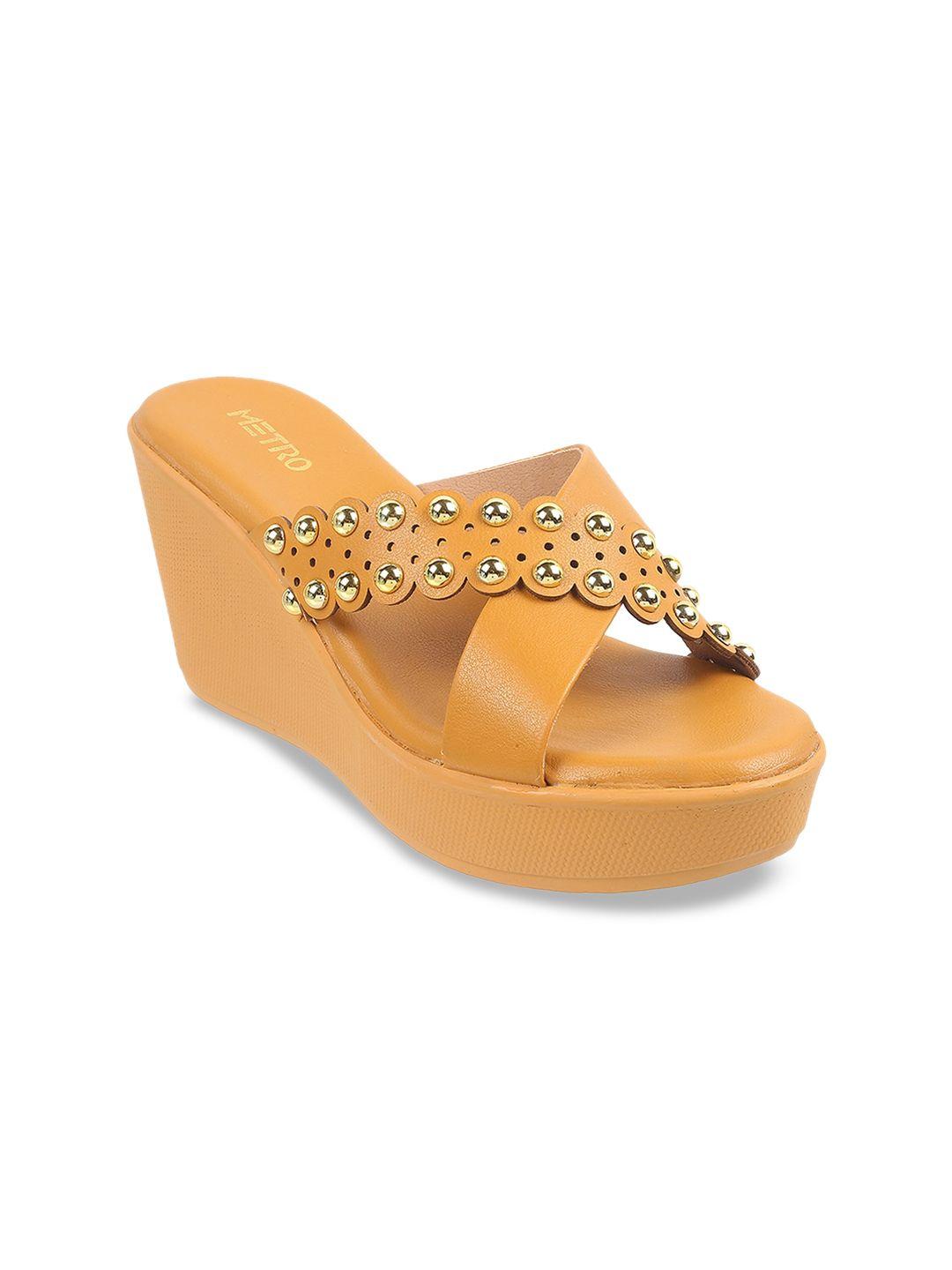 metro studded open toe wedge heels