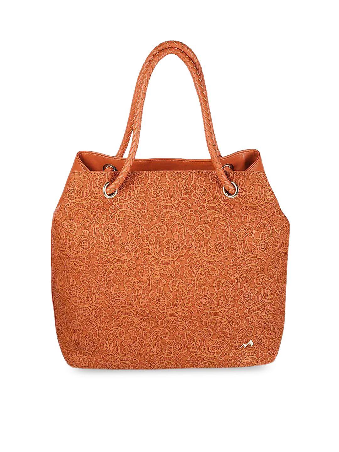 metro tan brown floral textured shopper handheld bag