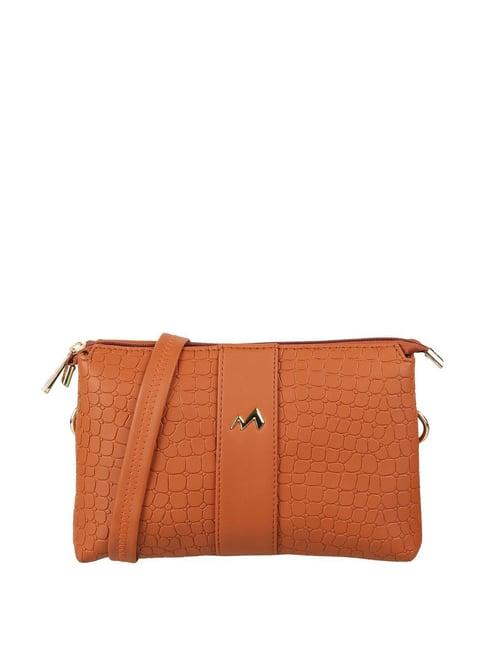 metro tan textured medium sling handbag