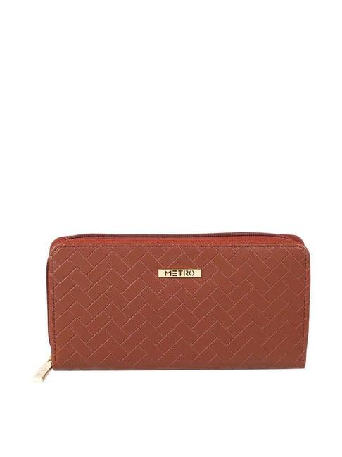 metro tan zip around wallet for women