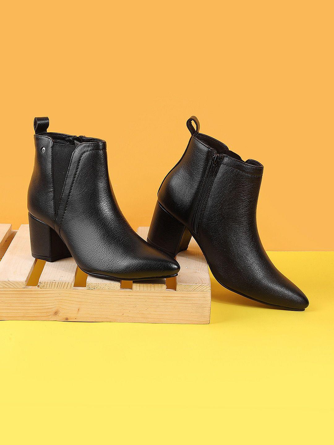 metro textured block heeled mid-top chelsea boots