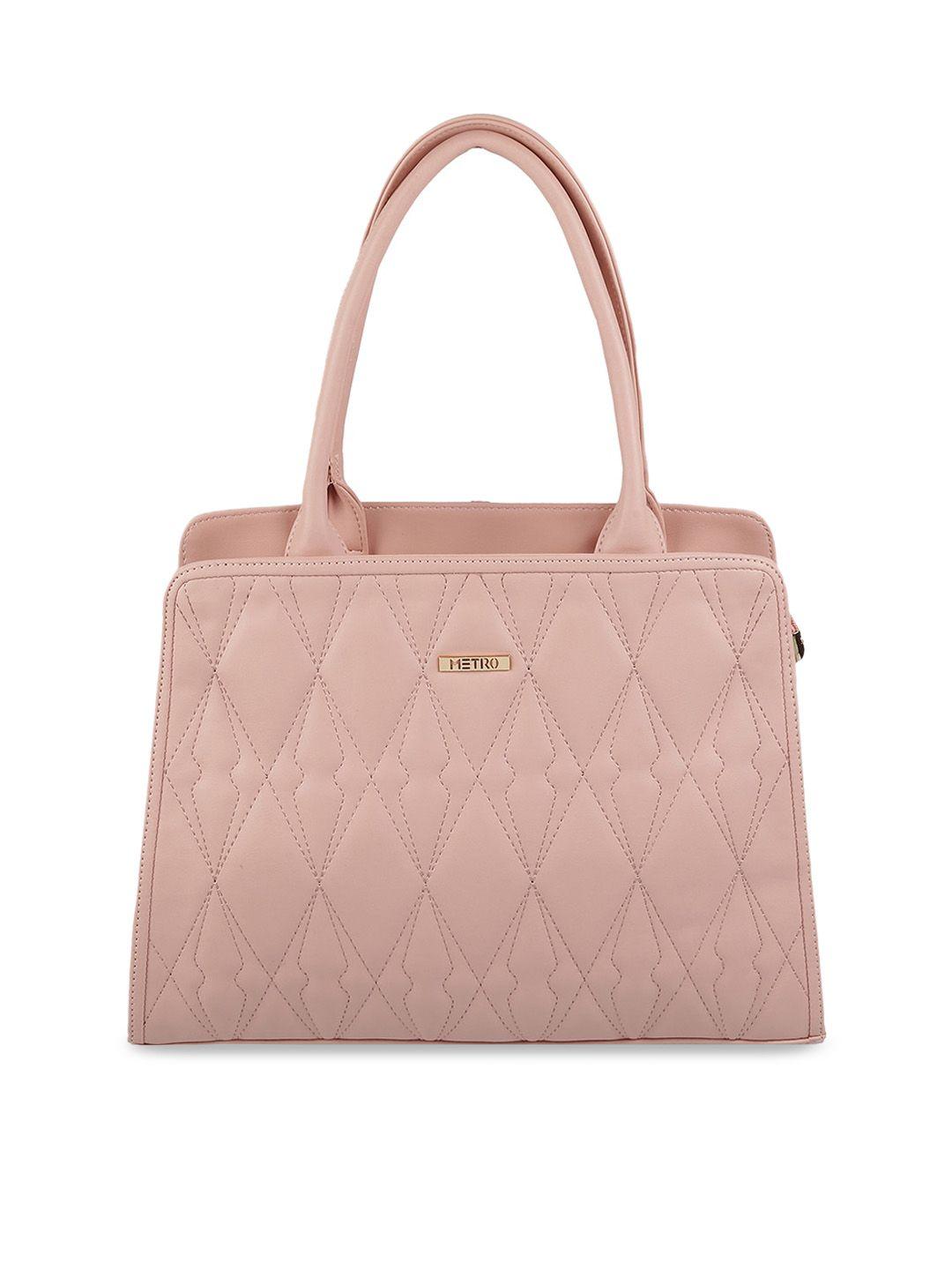 metro textured structured handheld bag with quilted