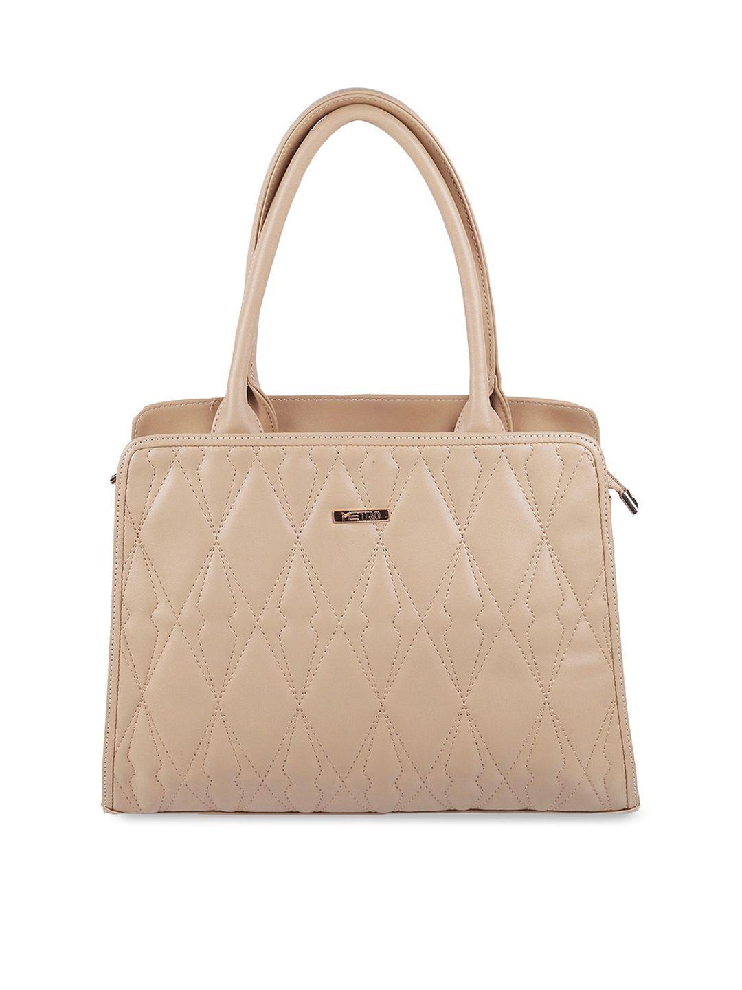 metro textured structured handheld bag with quilted