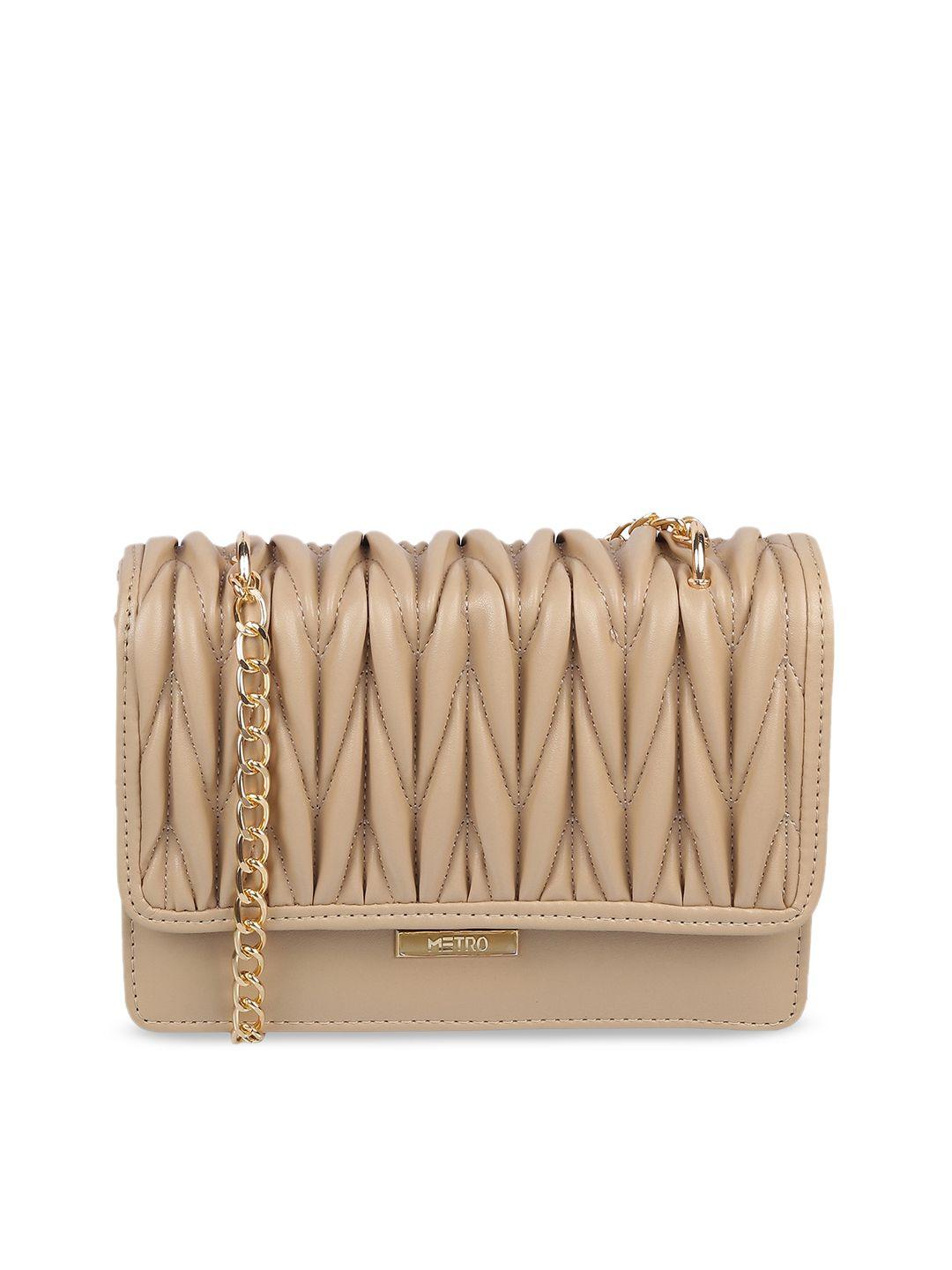 metro textured structured sling bag with quilted