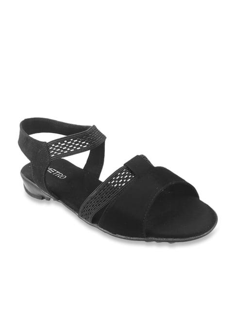 metro women's black ankle strap sandals
