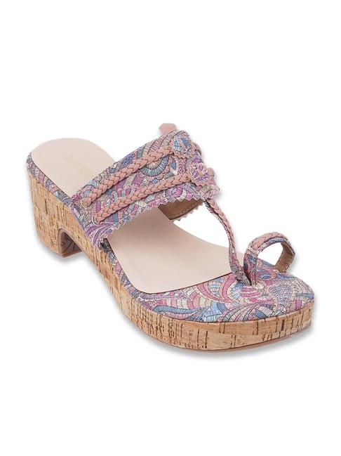 metro women's pink kolhapuri sandals