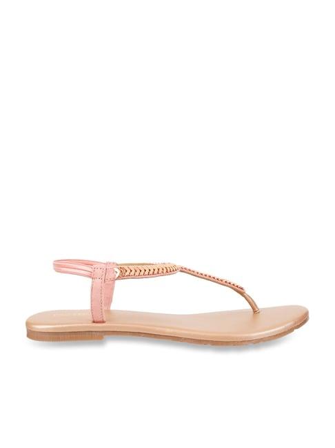 metro women's rose gold t-strap sandals