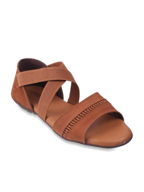 metro women's tan cross strap sandals