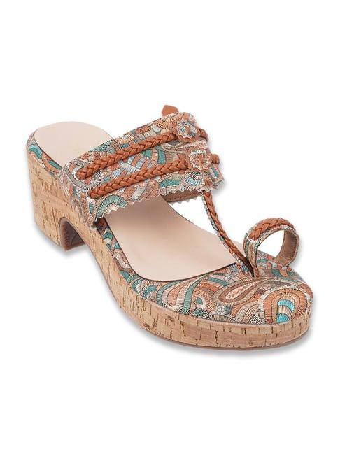 metro women's tan kolhapuri sandals