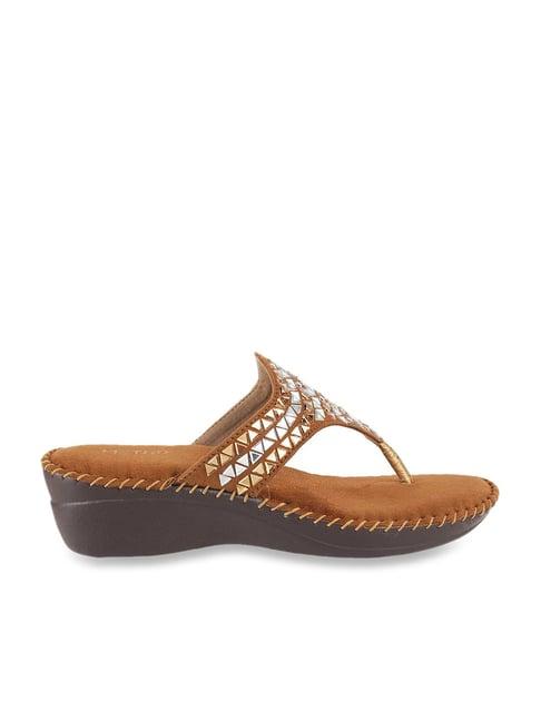 metro women's tan thong wedges