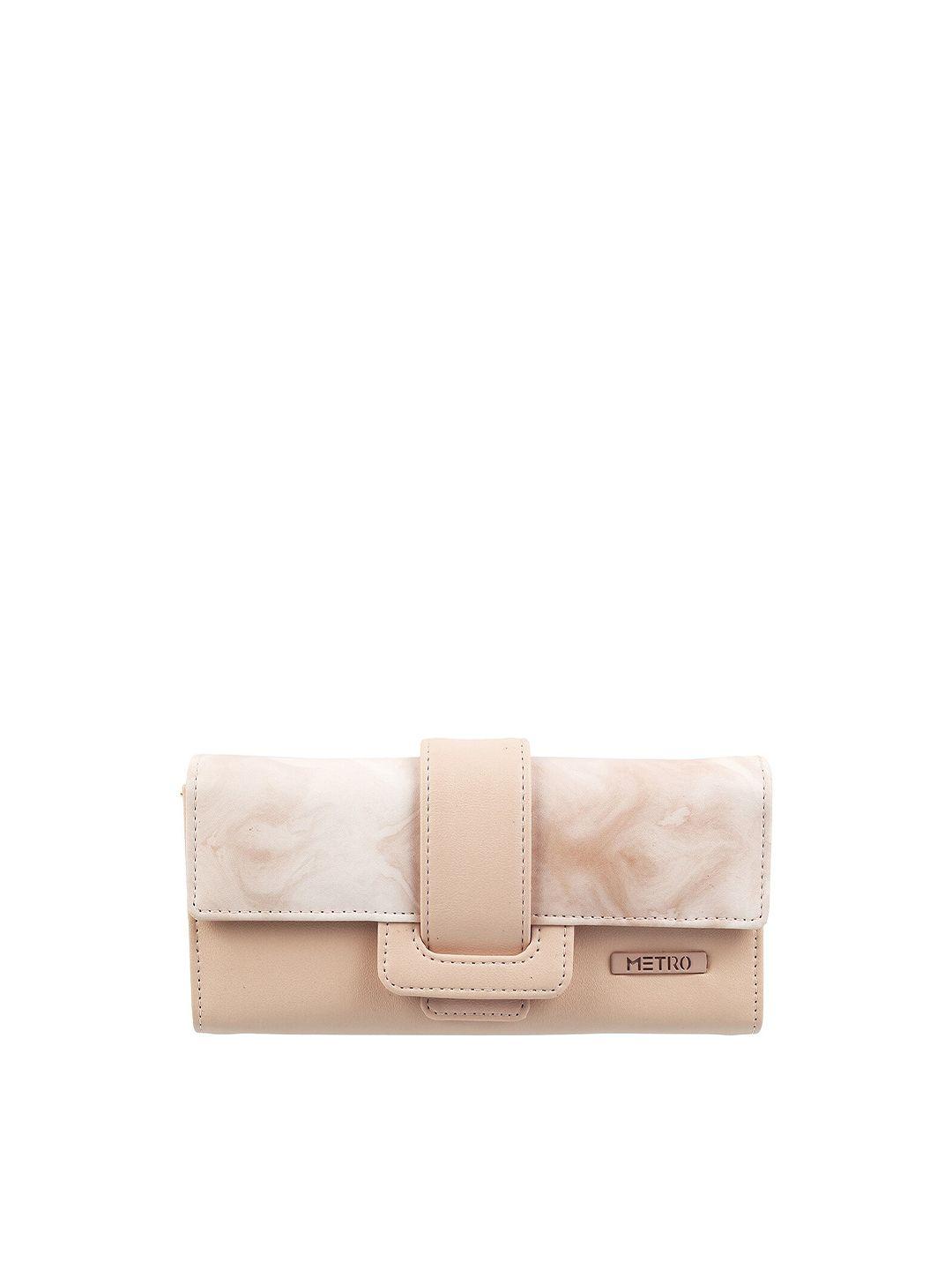 metro women beige two fold wallet