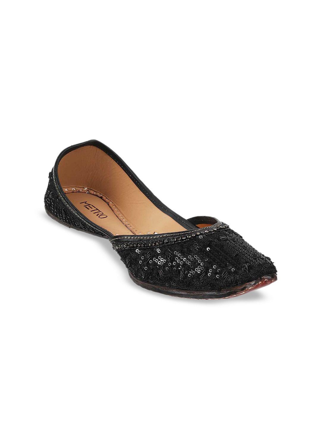 metro women black ballerinas flats