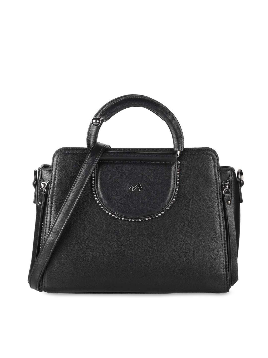 metro women black pu structured handheld bag