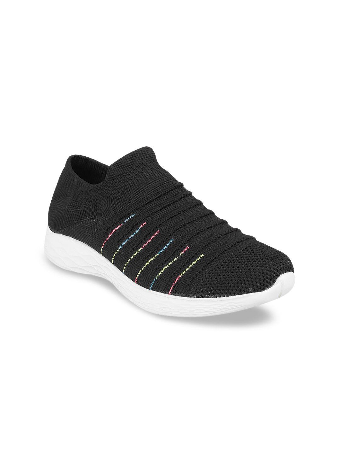 metro women black solid slip-on sneakers