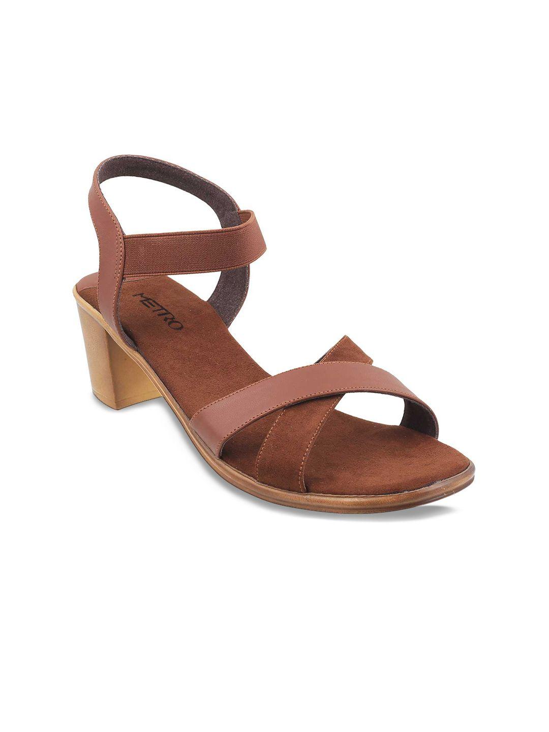 metro women brown solid block heels