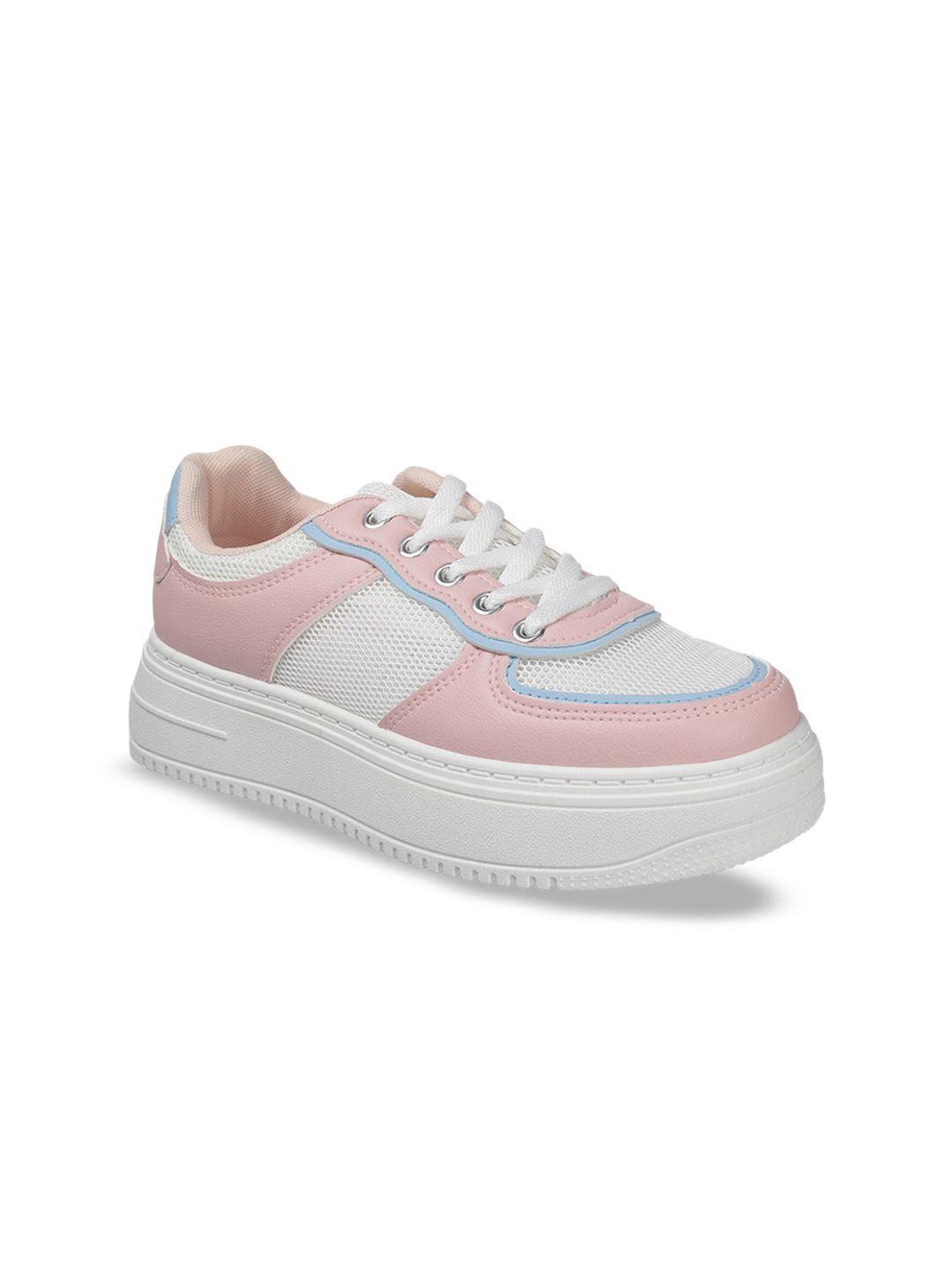 metro women colourblocked lace-up sneakers