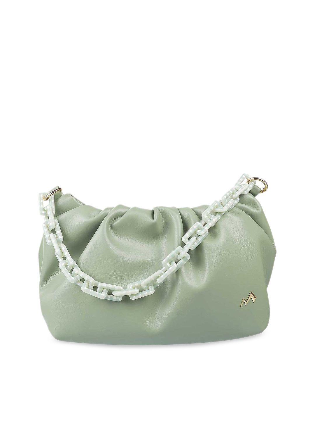 metro women green pu half moon shoulder bag