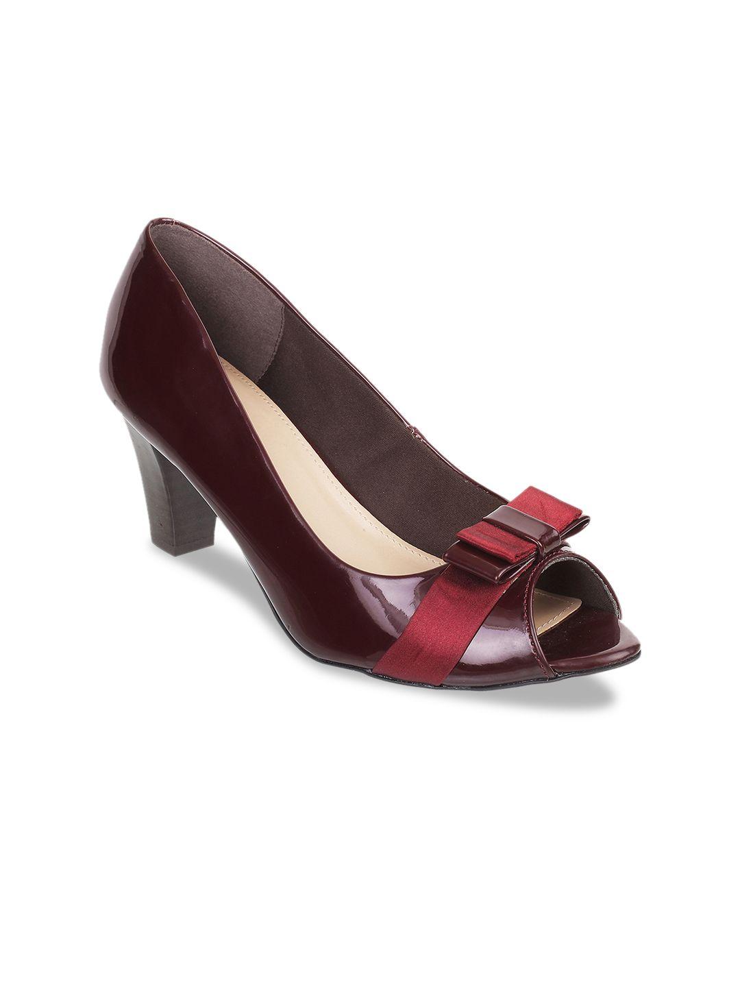 metro women maroon colourblocked peep toes