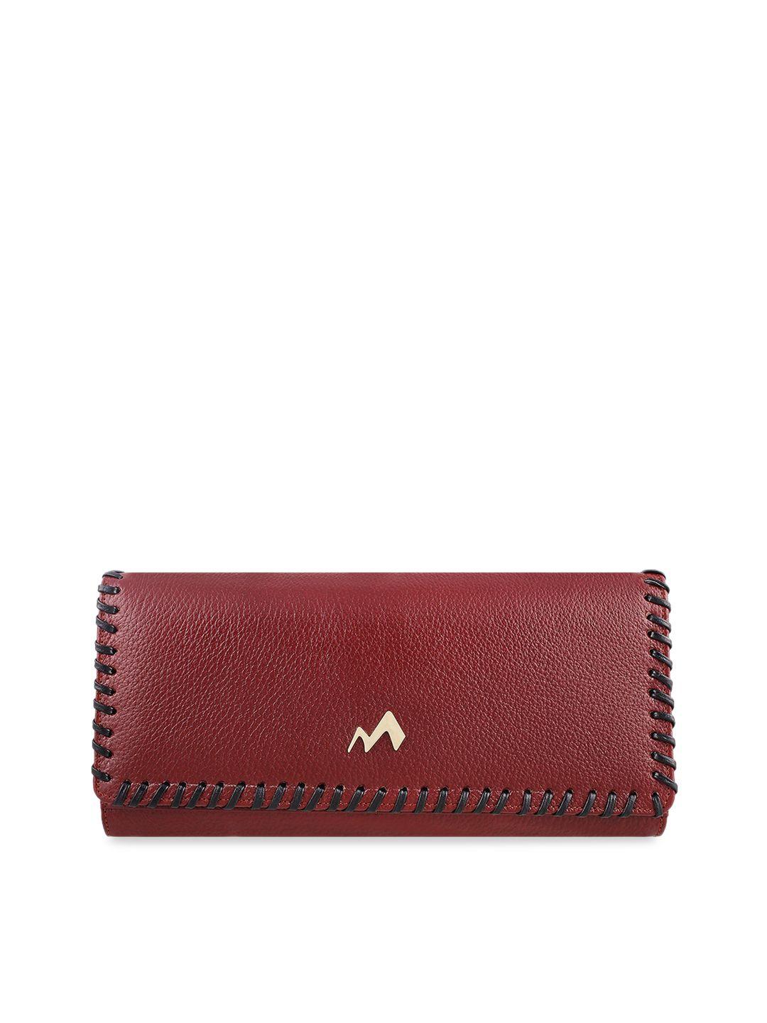 metro women maroon solid two fold wallet