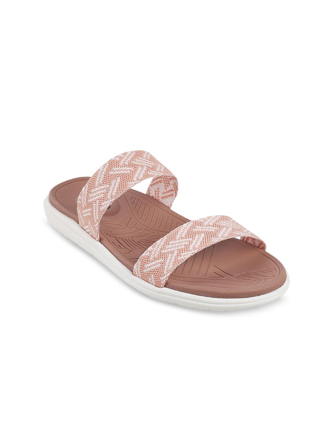 metro women peach-coloured open toe flats