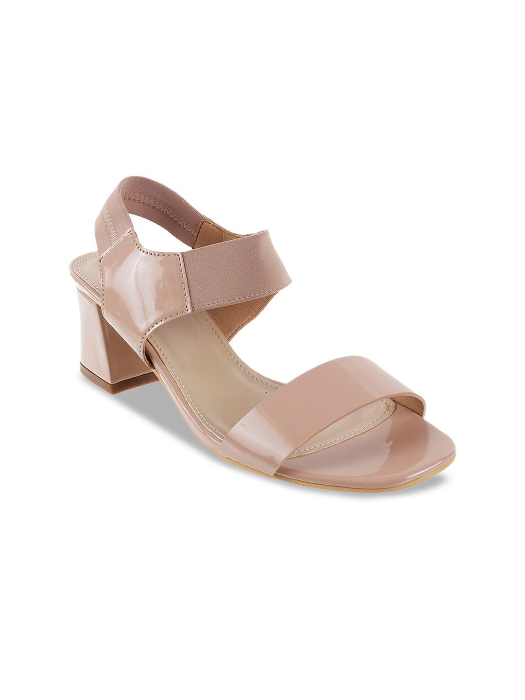 metro women peach-coloured solid block heels