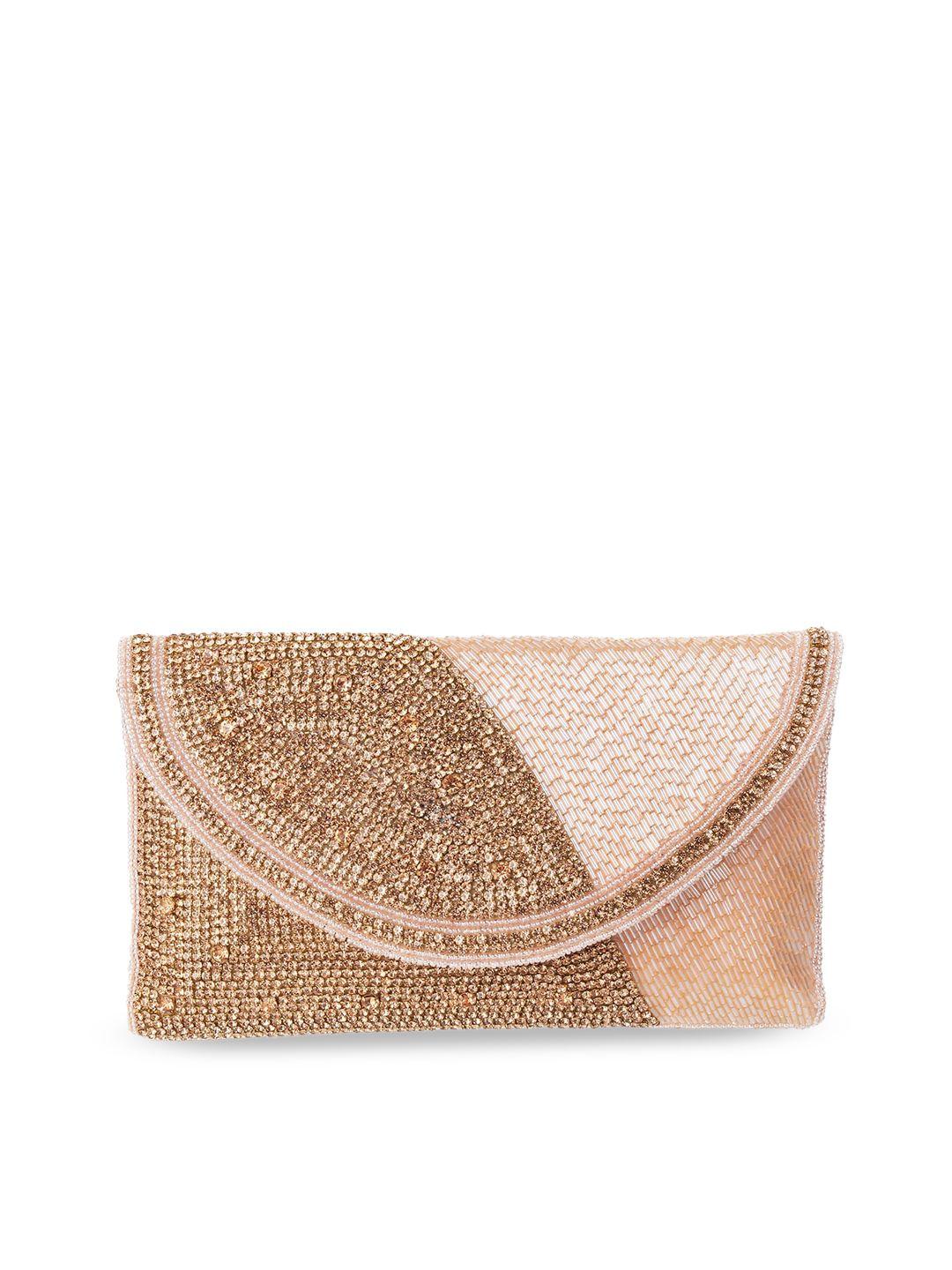 metro women pink & gold-toned embellished envelope