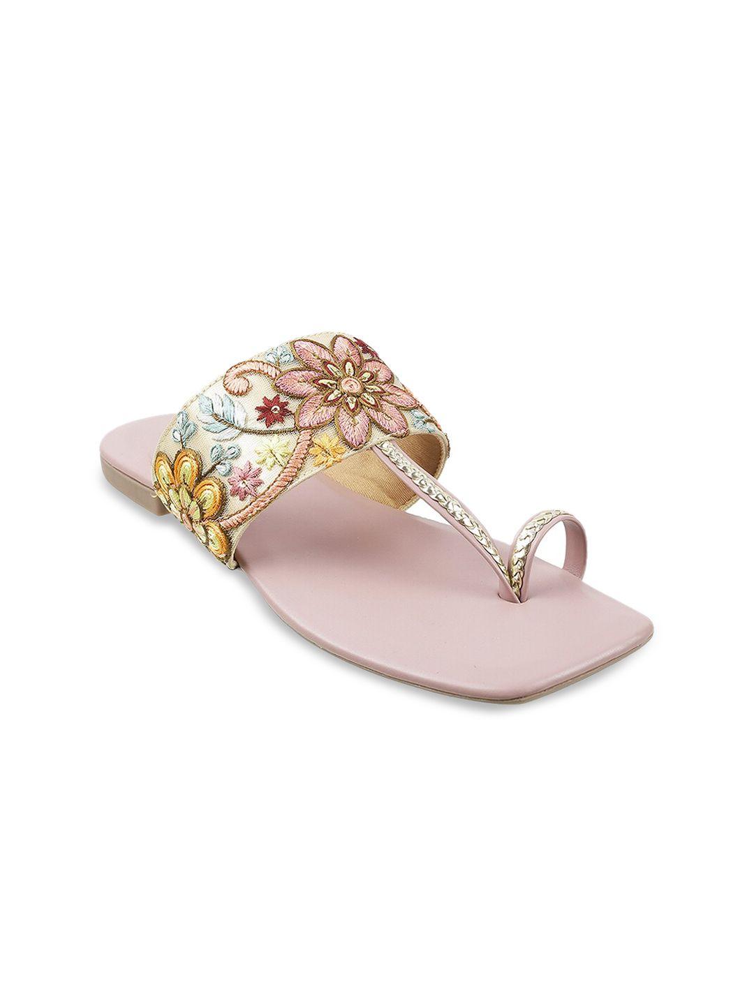 metro women pink embellished one toe flats