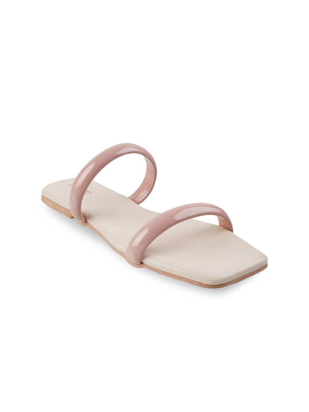 metro women pink open toe flats