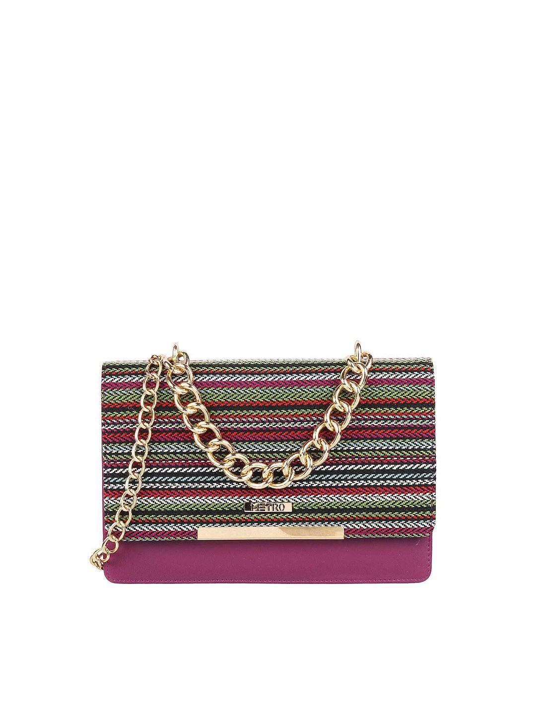 metro women purple & multi colored envelope clutch