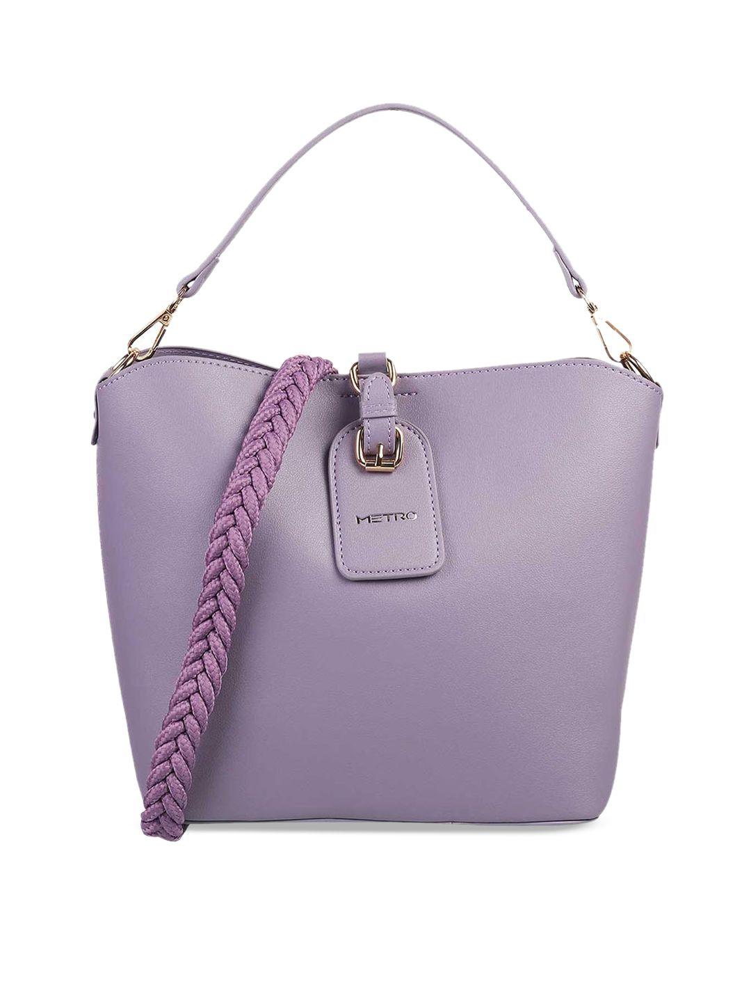 metro women purple solid pu structured handheld bag