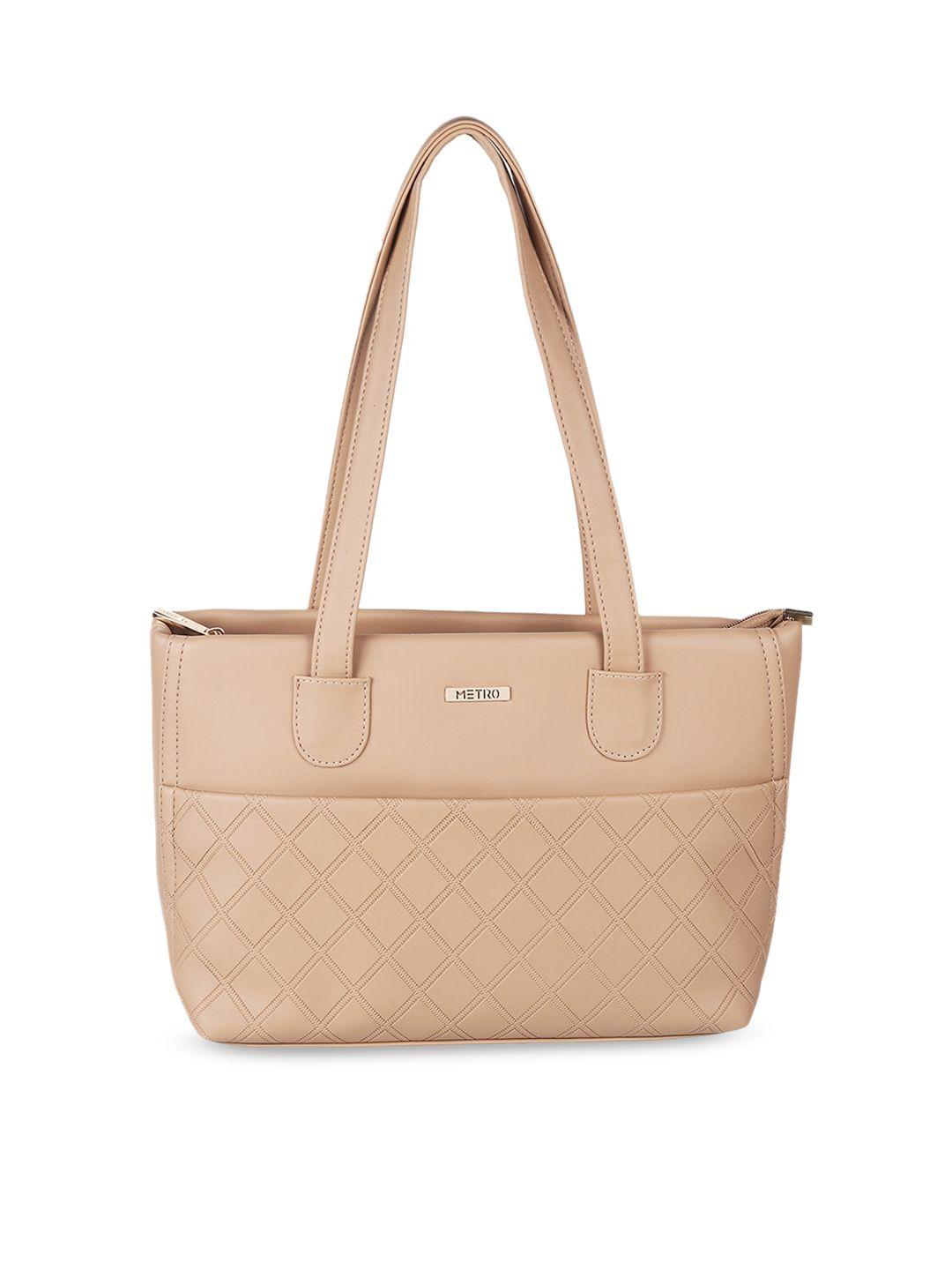 metro women textured structured shoulder bag with quilted