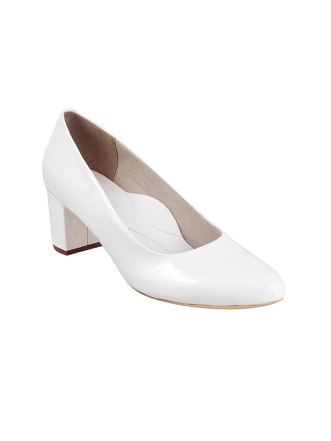 metro women white solid block heels