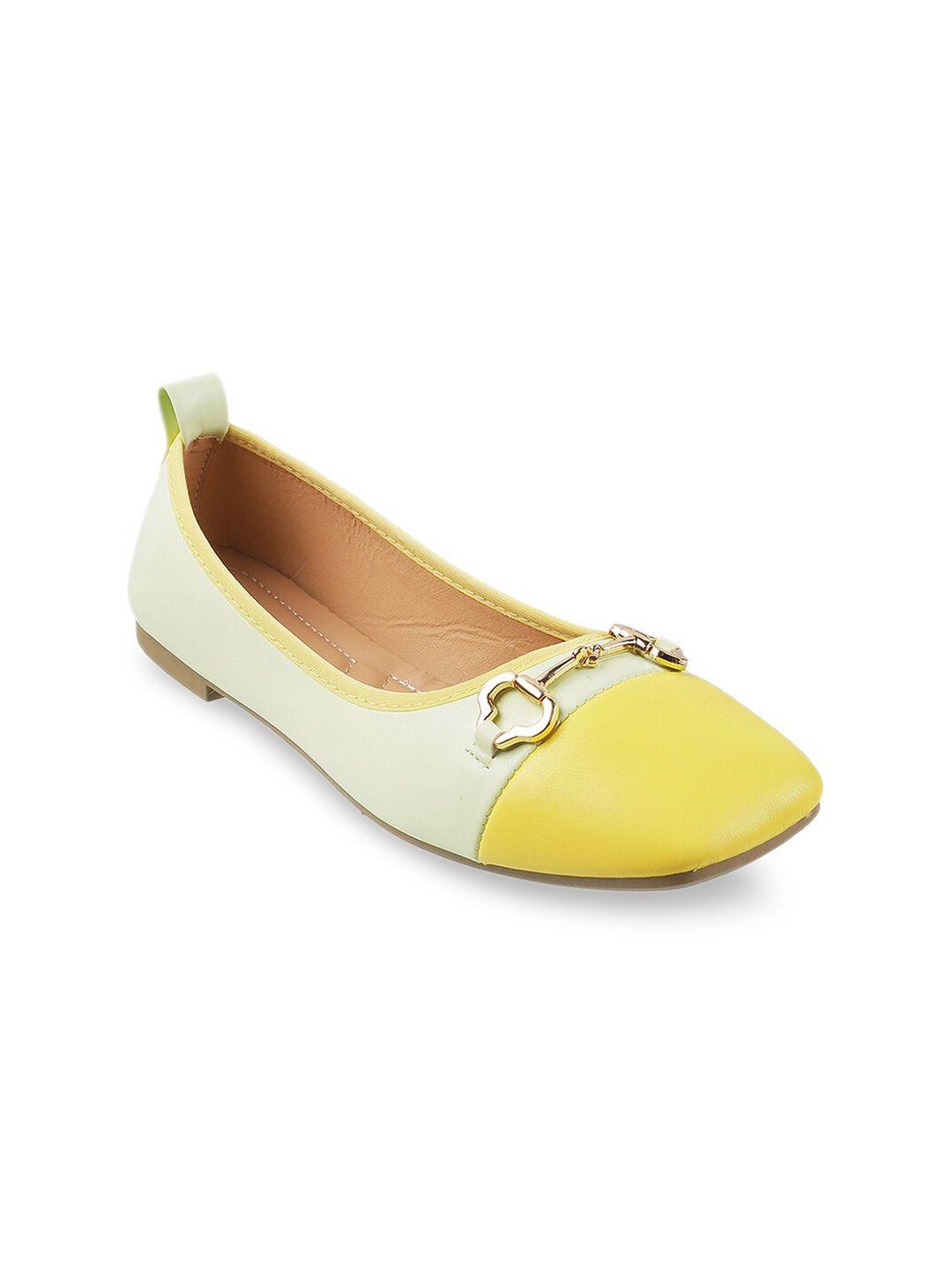 metro women yellow embellished ballerinas