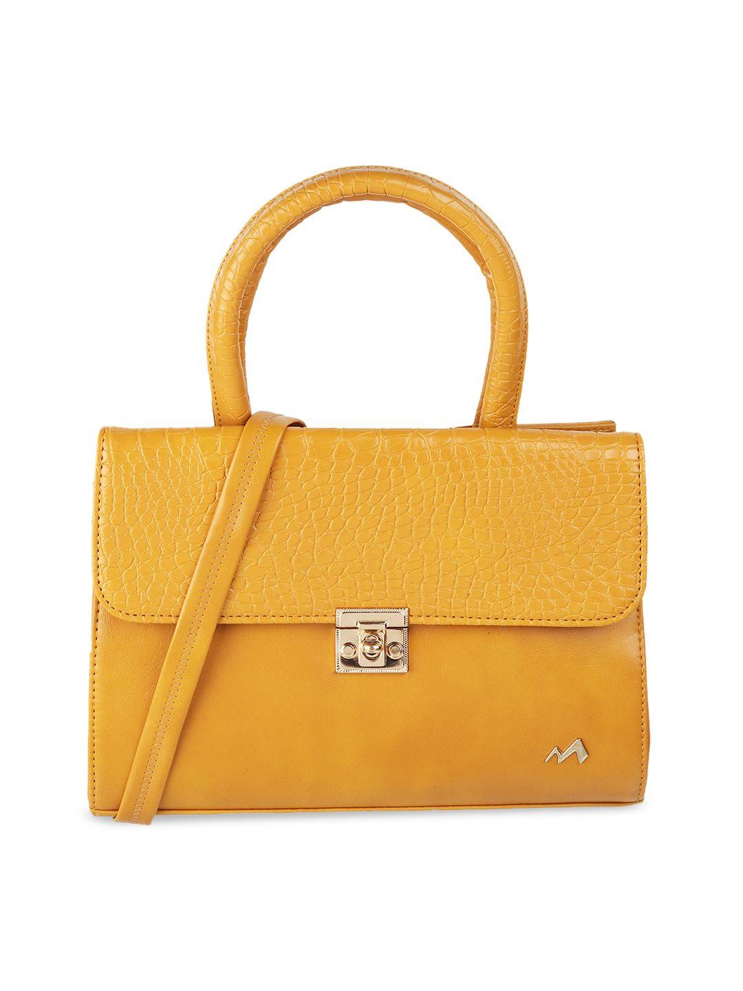 metro women yellow textured shopper satchel