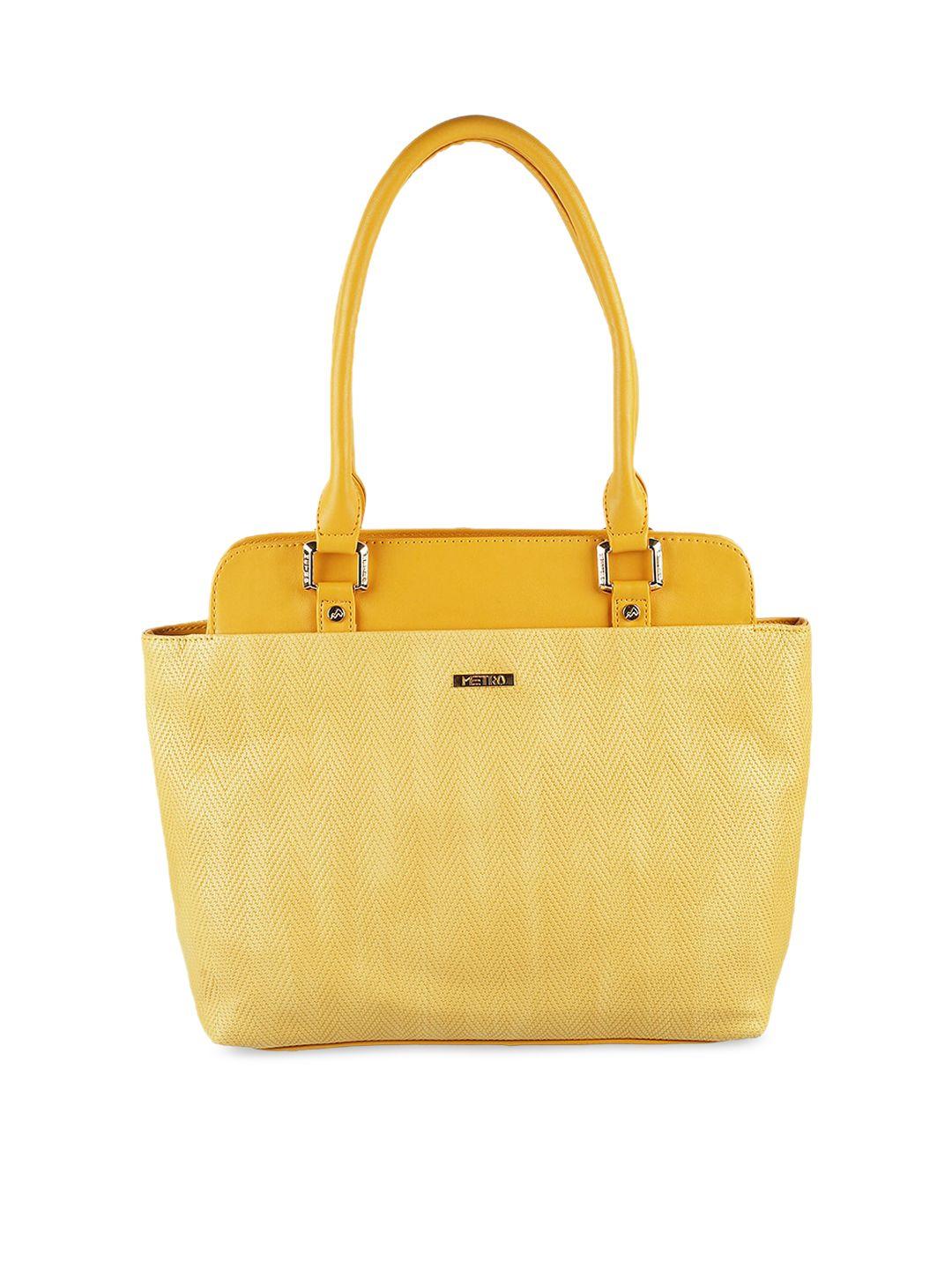 metro yellow solid handheld bag