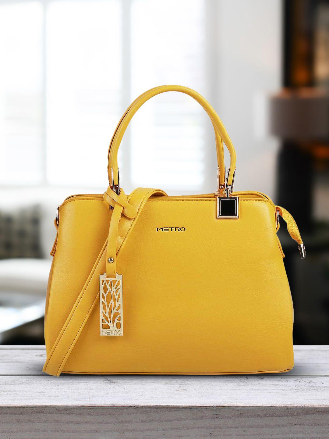 metro yellow structured handheld bag