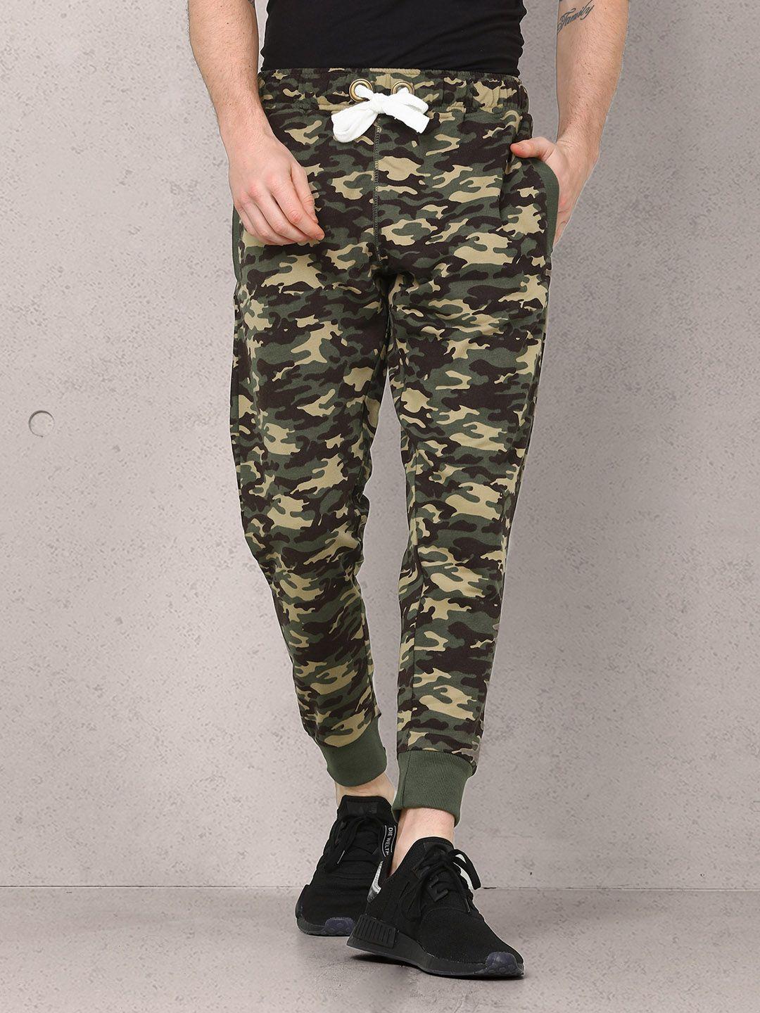 metronaut men mid-rise camouflage printed slim-fit joggers