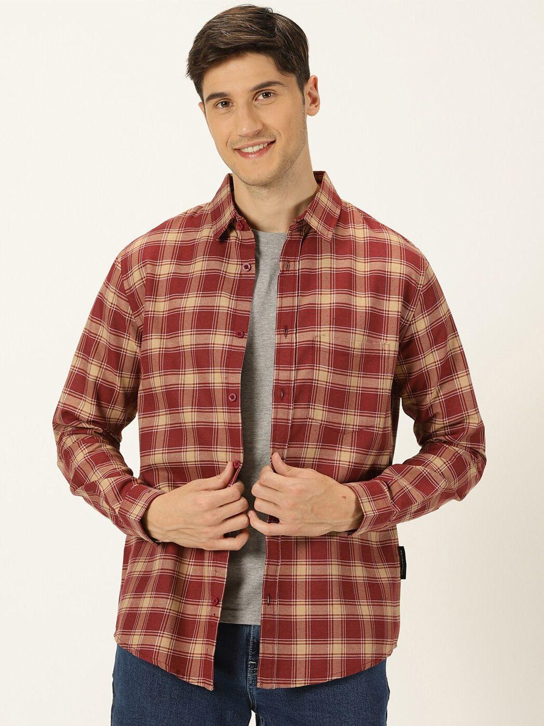 metronaut classic slim fit cotton tartan checks opaque checked casual shirt