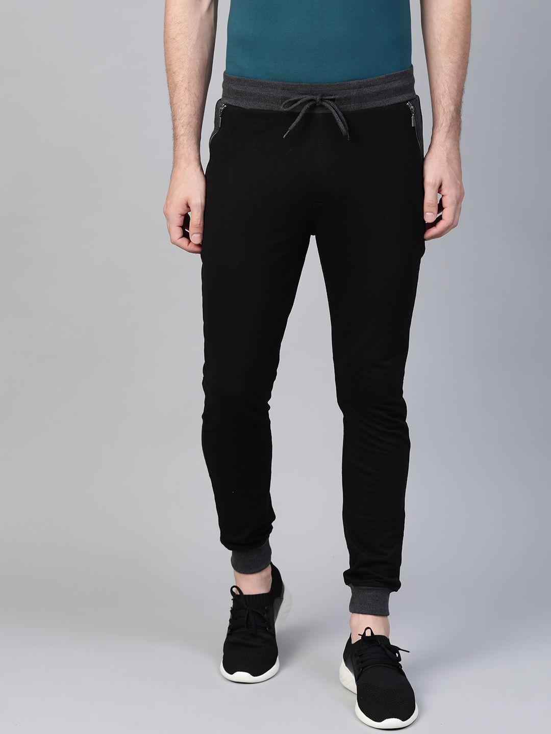 metronaut men black solid joggers