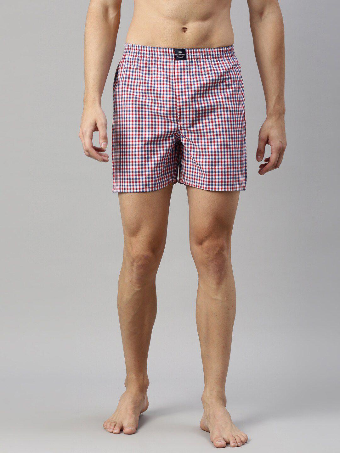 metronaut men checked pure cotton boxer