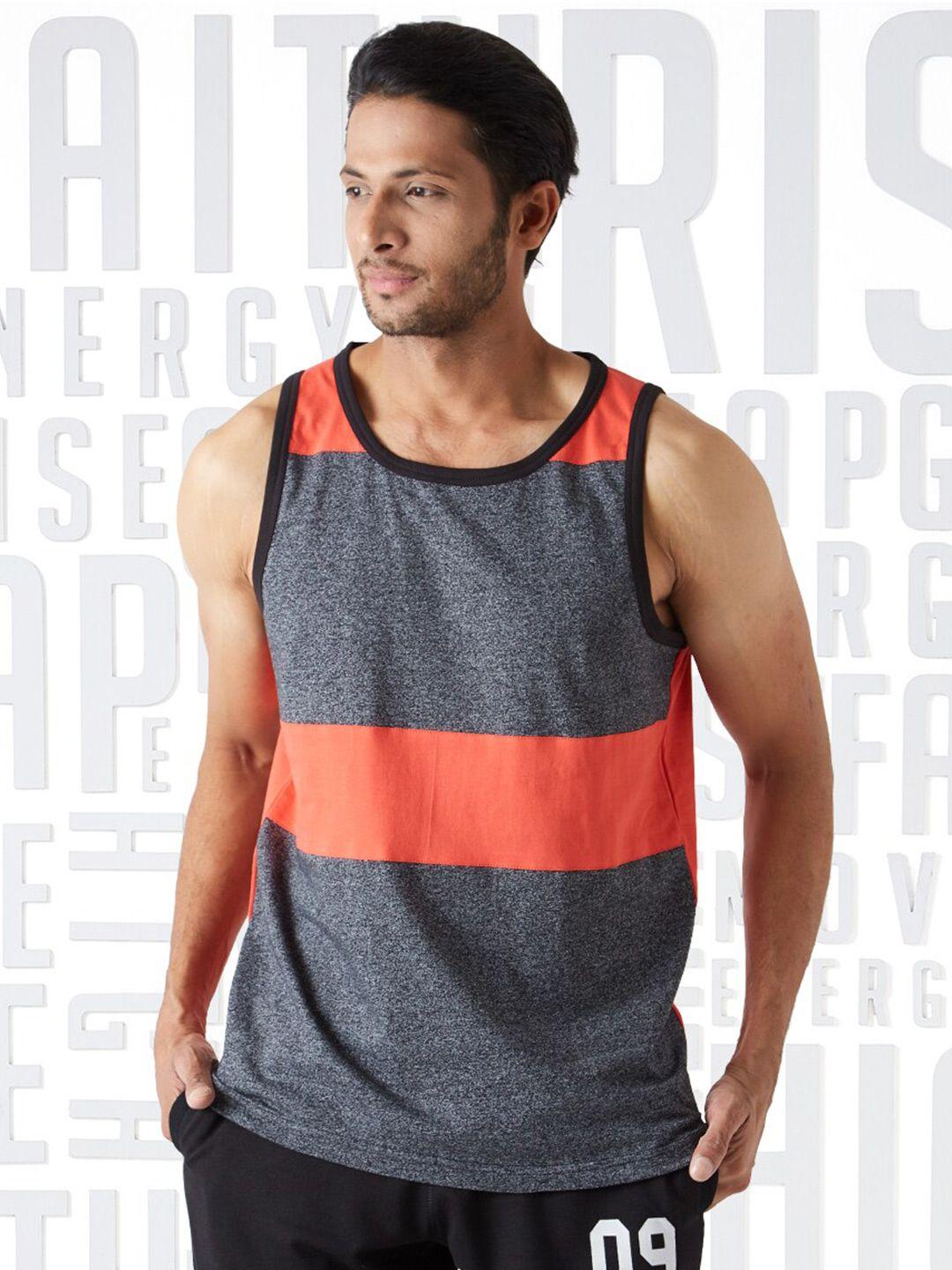 metronaut men colourblocked cotton sleeveless t-shirt