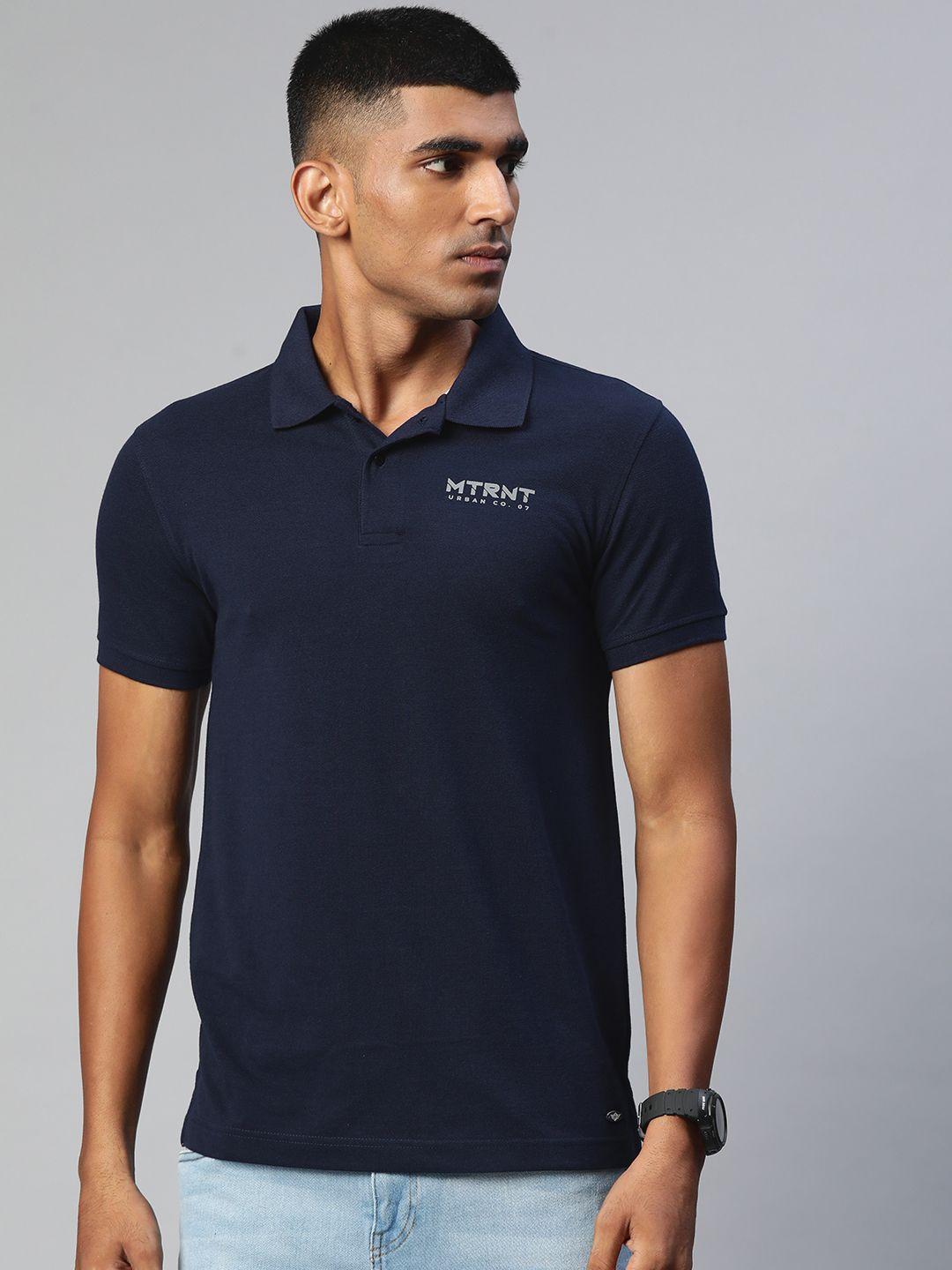 metronaut men navy blue polo collar t-shirt