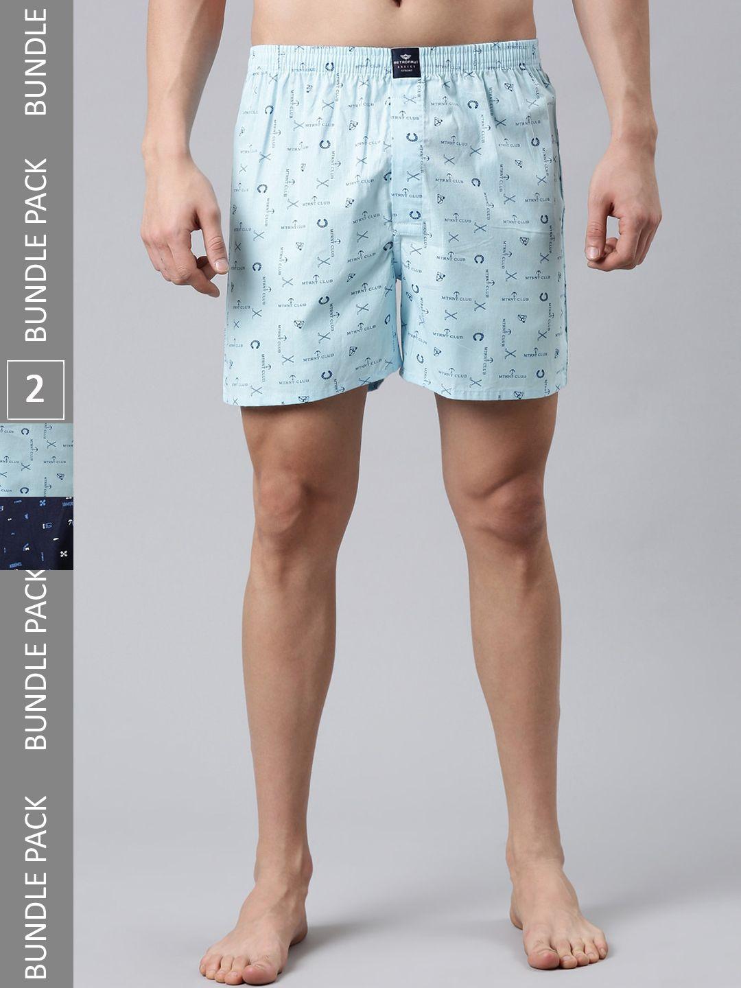 metronaut men pack of 2 printed pure cotton boxers