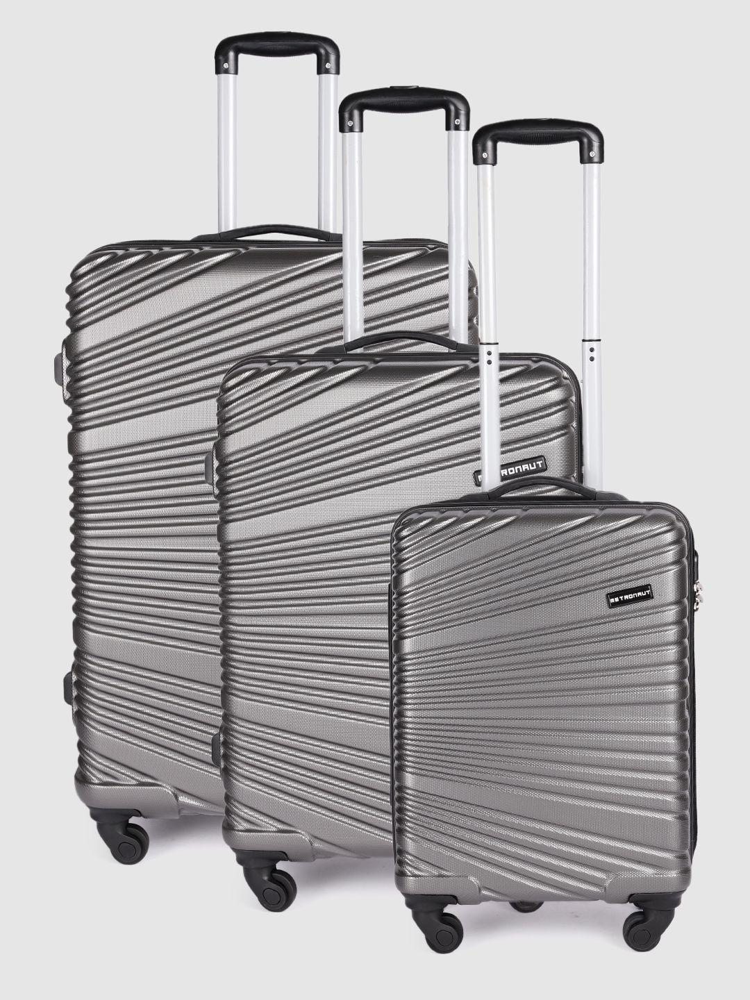 metronaut set of 3 textured hard-sided 8 wheels 360-degree rotation trolley bag