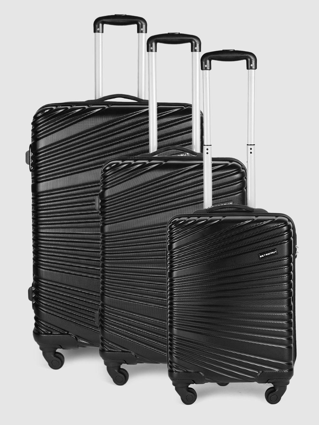 metronaut set of 3 textured hard-sided 8 wheels 360-degree rotation trolley bag