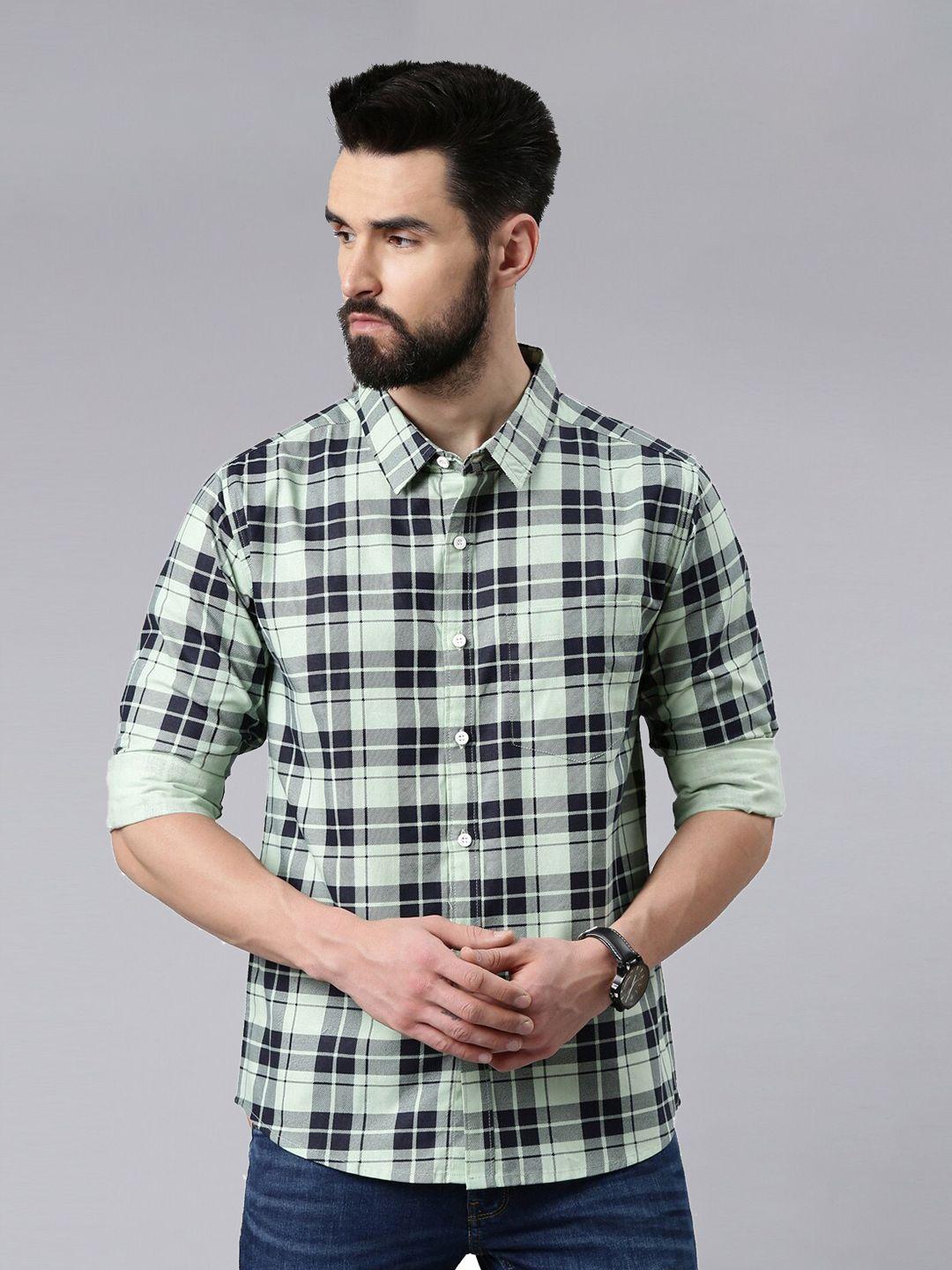 metronaut slim fit tartan checked casual cotton shirt